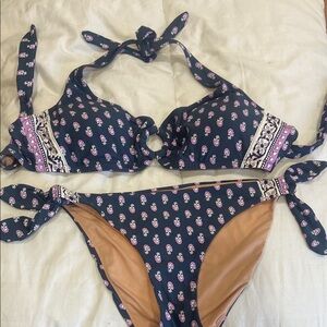 J. Crew Blue and Pink Bikini with Nautical and Bohemian Flair.